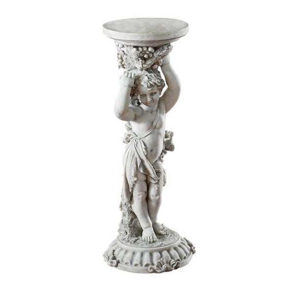 European Cherub Sculptural Pedestal Pillar Winery Grapes Column